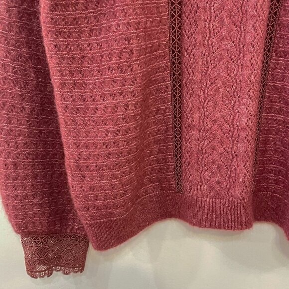 EUC Sézane Cheryl Mohair Wool Lace Trim Sweater Rosewood Large - Picture 4 of 6